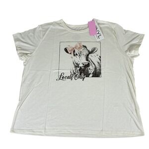 Vinyl Threads Locals Only Cow Graphic T-Shirt Women 1X Farm‎ Western
